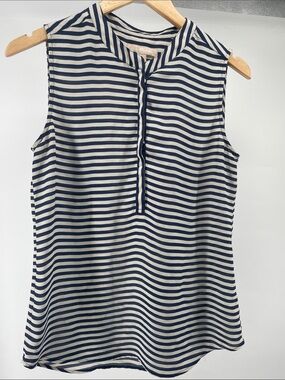 Banana Republic Navy and White Striped Sleeveless Tank